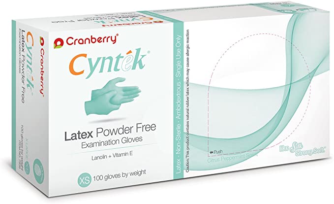 Cranberry 7835 Cyntek Latex Examination Gloves Scented Powder Free Extra Small 100/Box Cranberry 7835 Cyntek Latex Examination Gloves Scented Powder Free Extra Small 100/Box